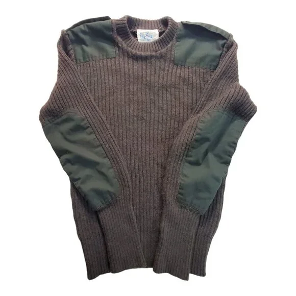 Military Sweater Men's 42 Green 100% Wool Pullover Commando Vintage Long Sleeve - Picture 3 of 15